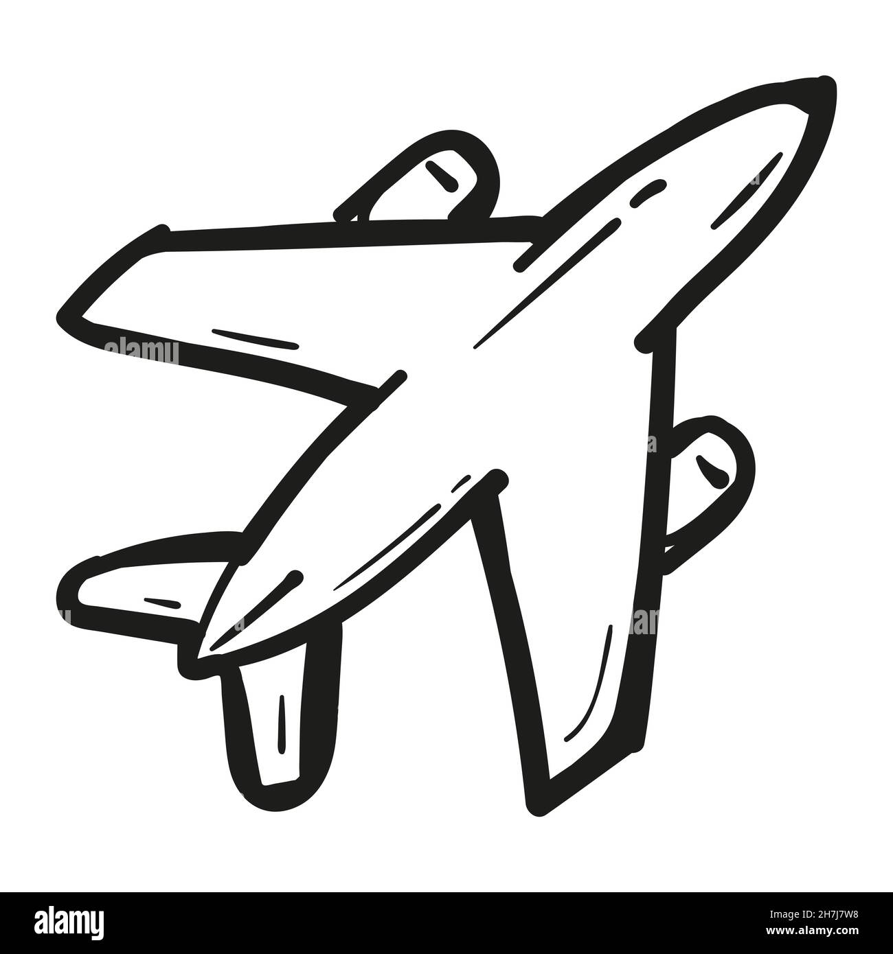 Hand drawn airplane icon in doodle style isolated Stock Vector Image ...