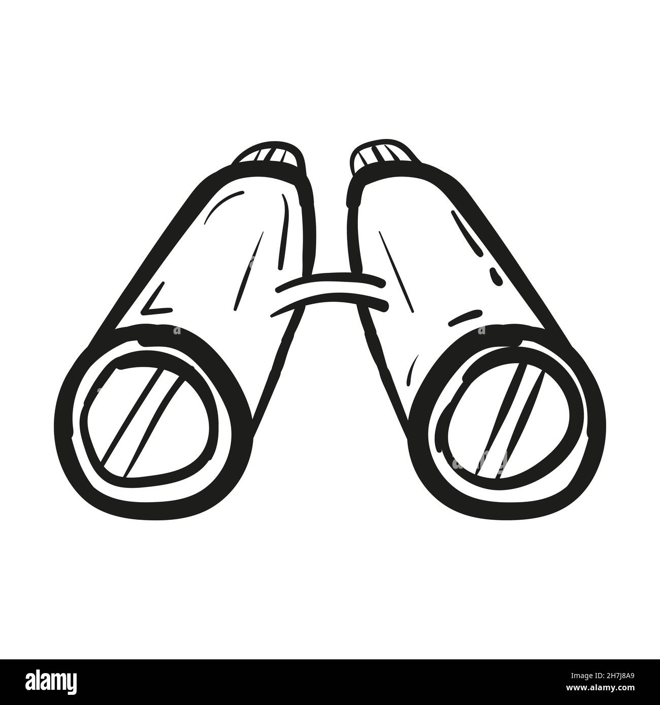 Hand drawn Binoculars icon in doodle style isolated Stock Vector Image