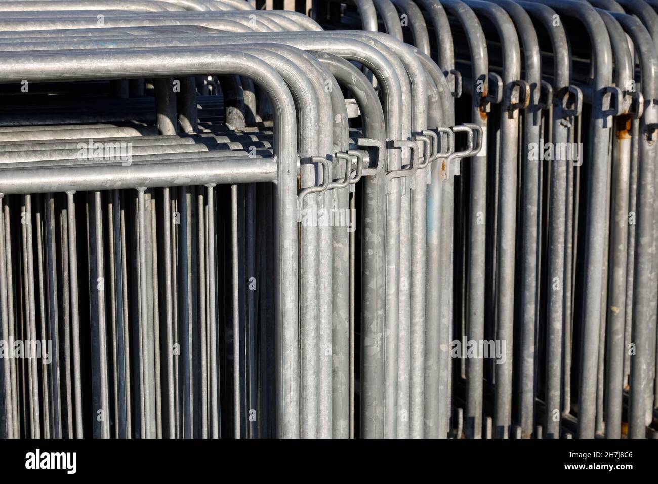 Steel safety barriers. Such protective fences are used to ensure safety in various places and