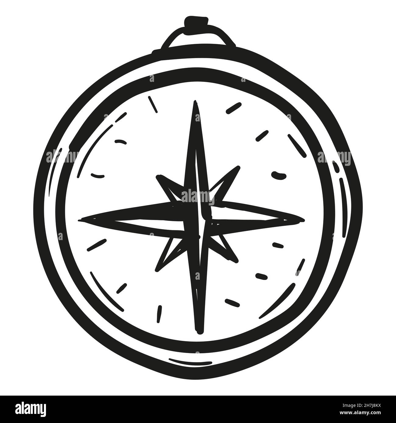 Hand drawn Compass icon in doodle style isolated Stock Vector Image