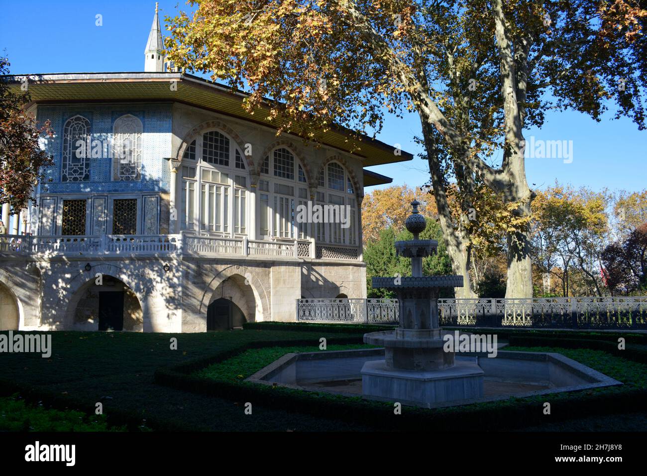 Istanbul, Turkey - November 2021: Baghdad Kiosk as seen from a garden in Topkapi Palace courtyard. Stock Photo