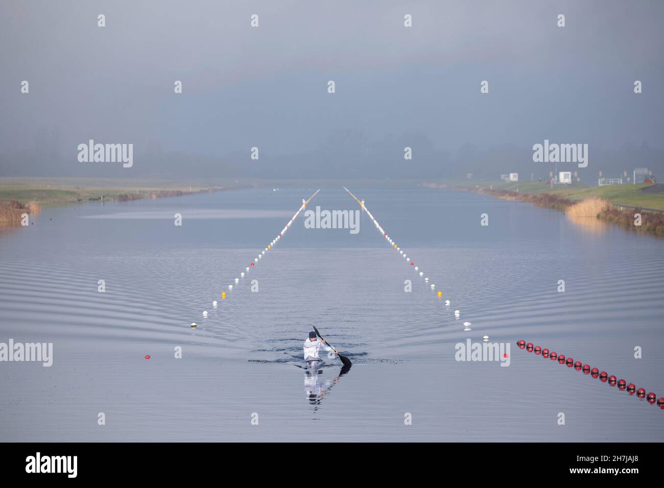 British sprint canoeist Liam Heath, MBE, during a morning training session at Dorney Lake on the 4th February 2021 in Buckinghamshire in the United Ki Stock Photo