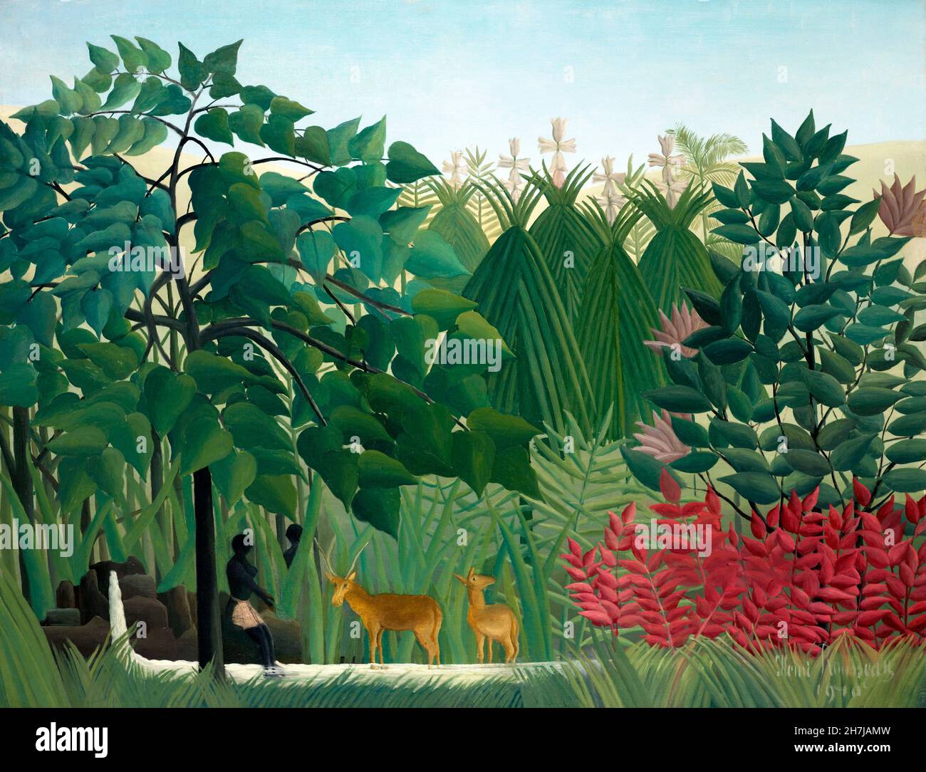 The Waterfall by Henri Rousseau (1844-1910), oil on canvas, 1910 Stock Photo