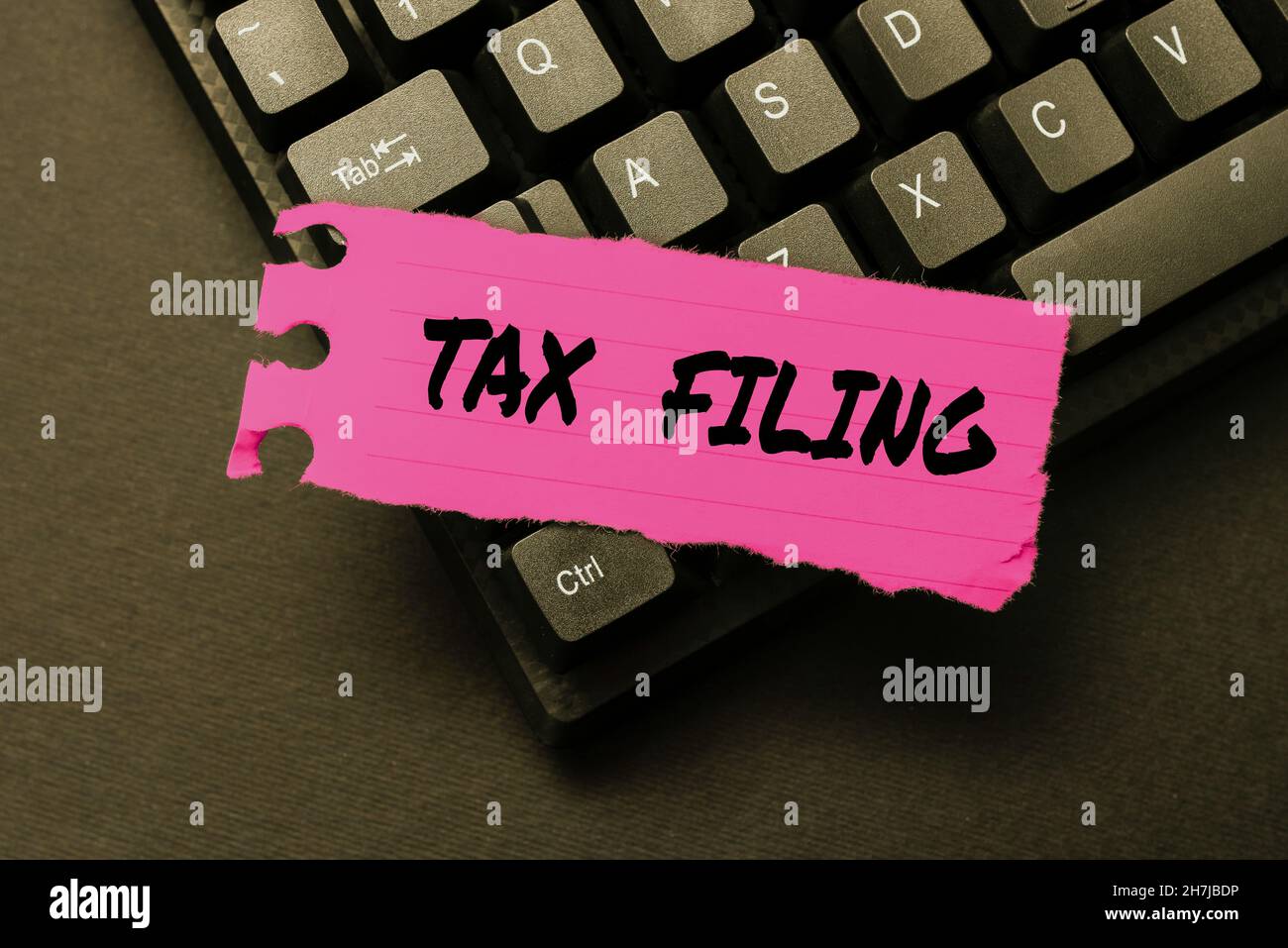 Conceptual caption Tax Filing. Business showcase Submitting documens ...