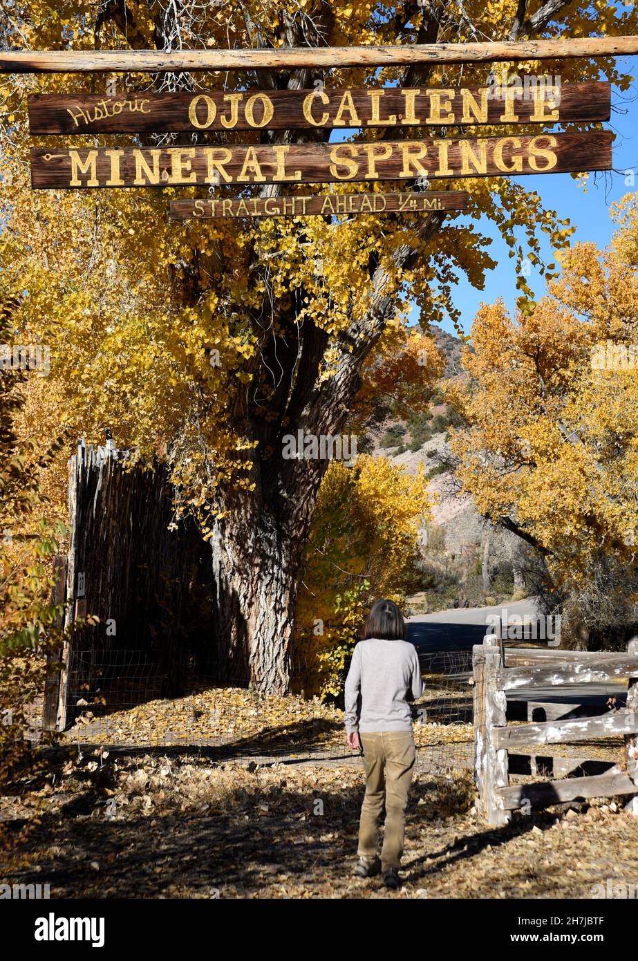 The entrance to Ojo Caliente Mineral Springs in Ojo Caliente, New Mexico. Stock Photo