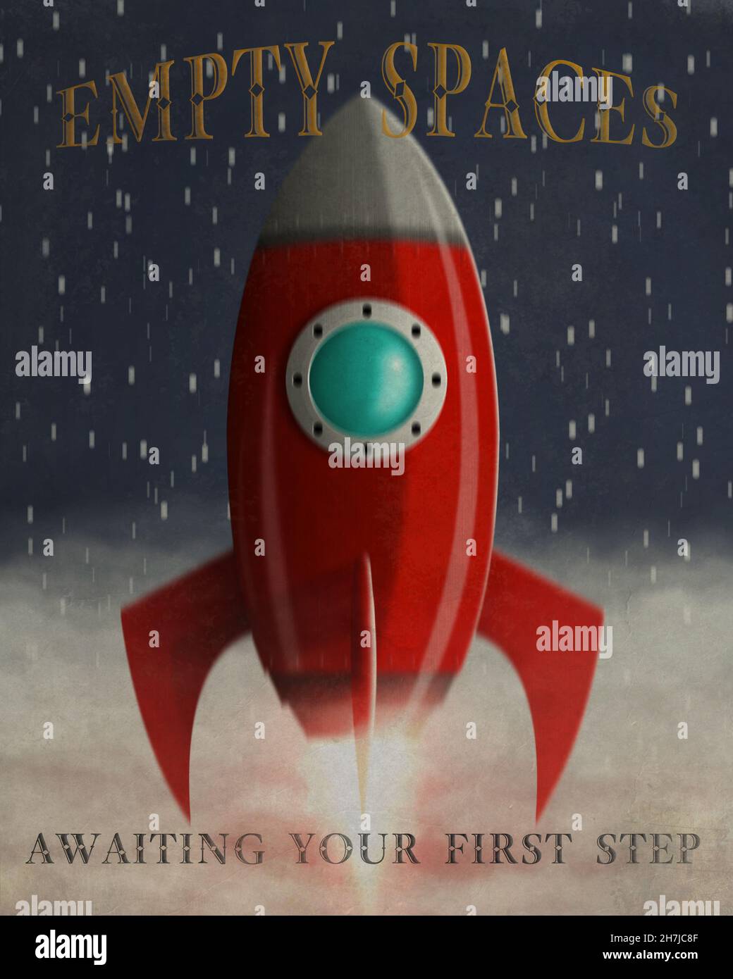 Modern rocket design illustration Spaceship launch empty spaces