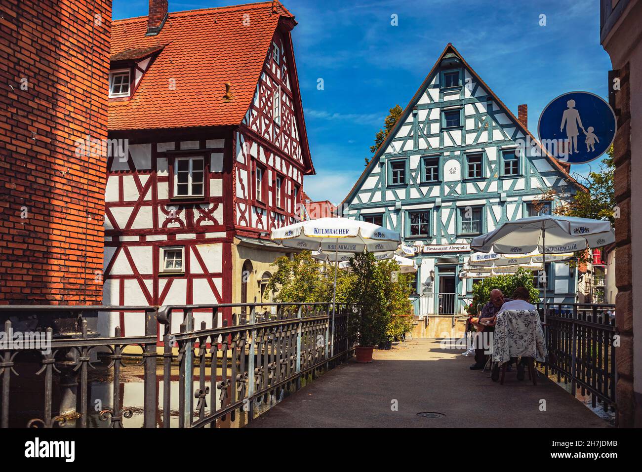 The leaning house and restaurant Acropolis in Forchheim, Bavaria