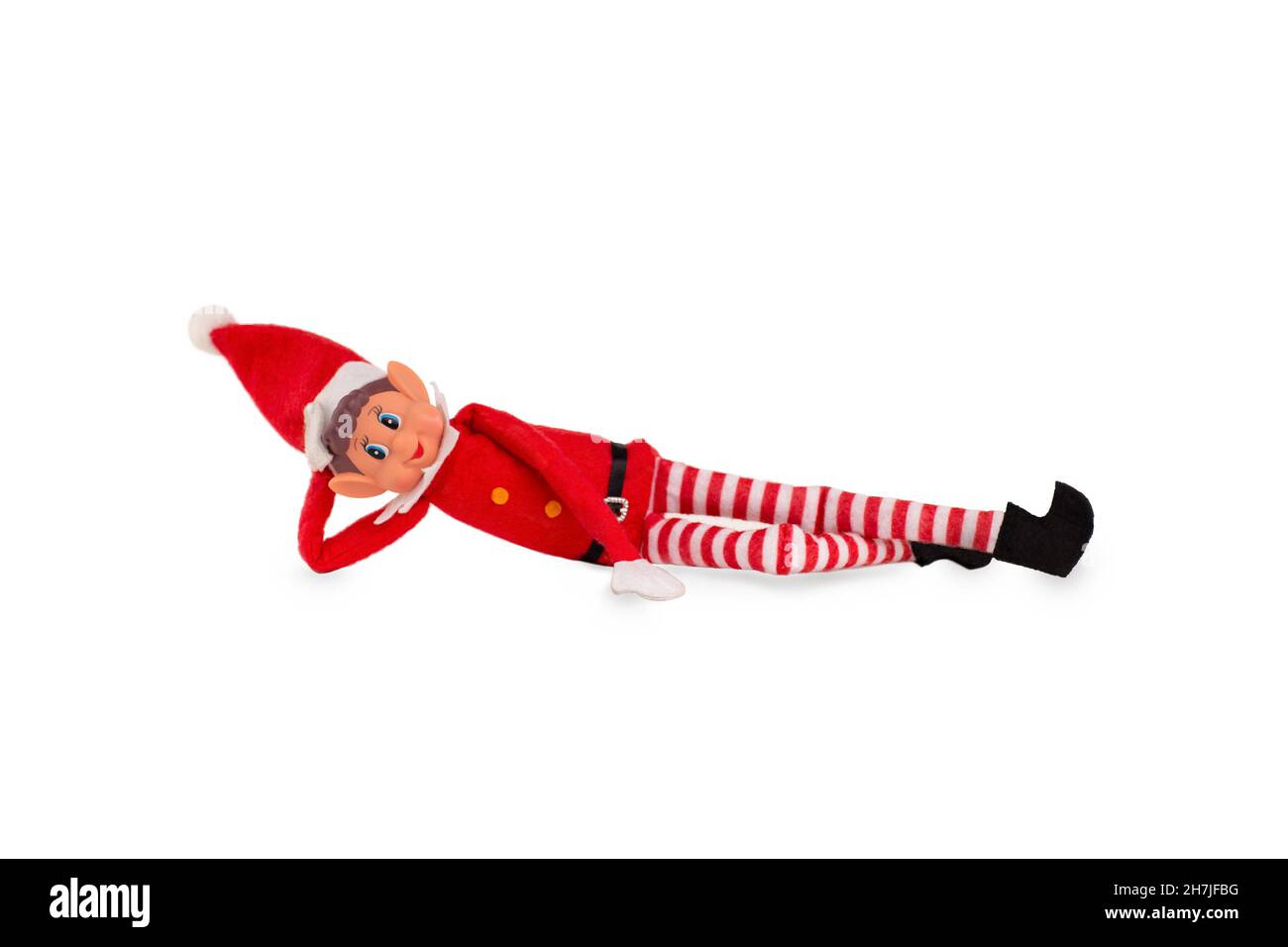 Christmas Elf toy on an isolated white background with copy space ...