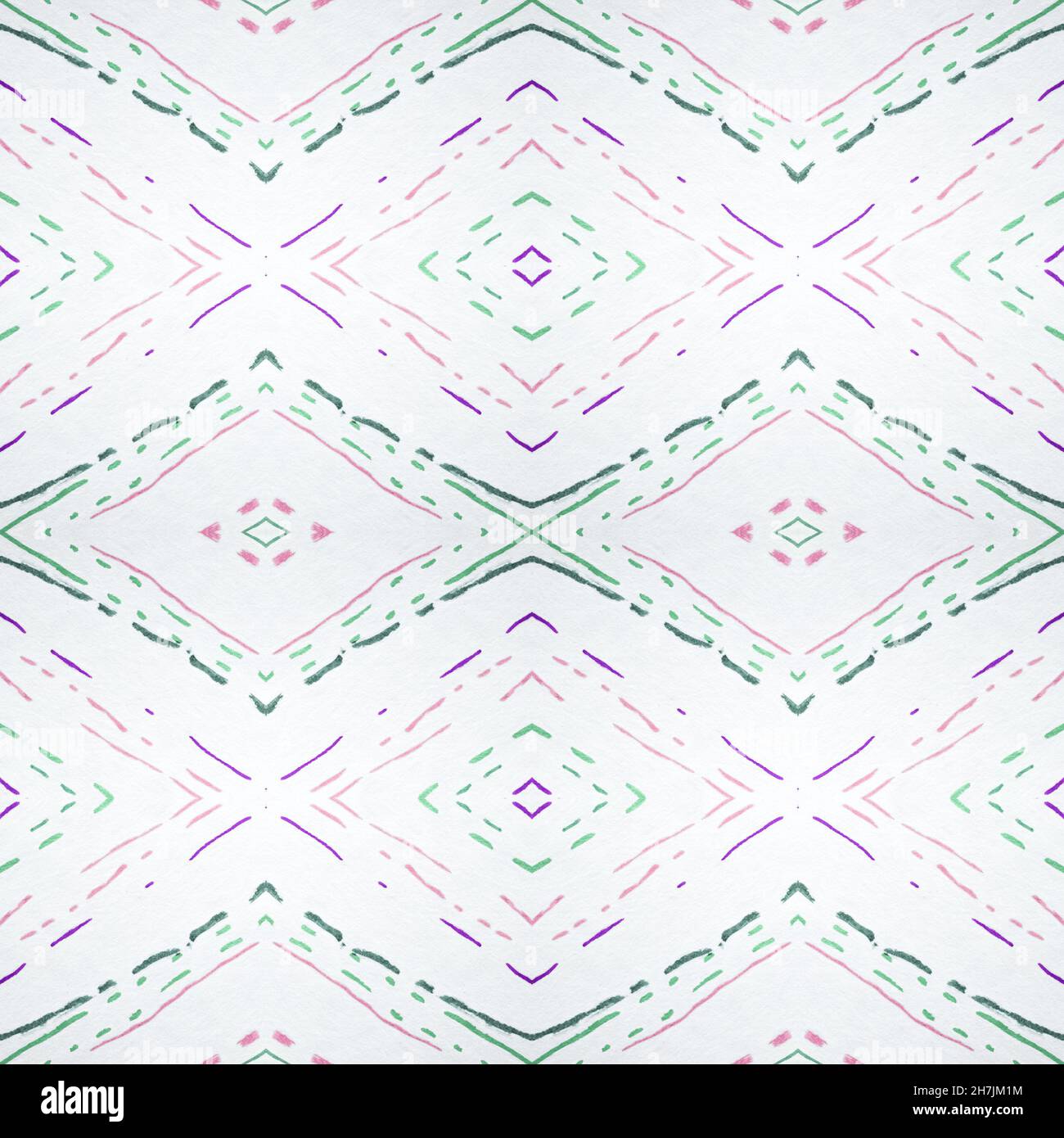 Painted Color Mexican Pattern. Seamless Geometric Stock Photo