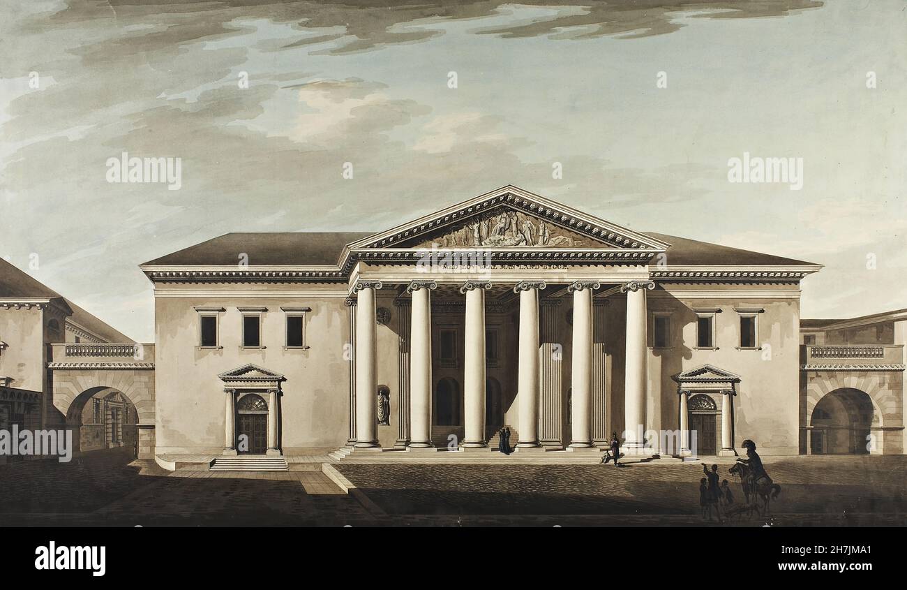 Christian Frederik (Friedrich) Hansen (1756-1845) - FaÃ§ade of Copenhagen City Hall and Courthouse Stock Photo