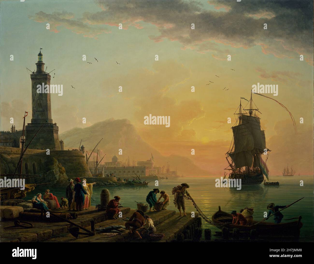 Claude-Joseph Vernet (1714-1789) - A Calm at a Mediterranean Port (1770) Stock Photo