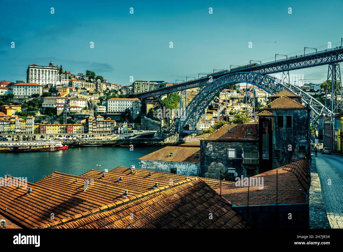 View of famous bridge in Porto, Portugal Stock Photo