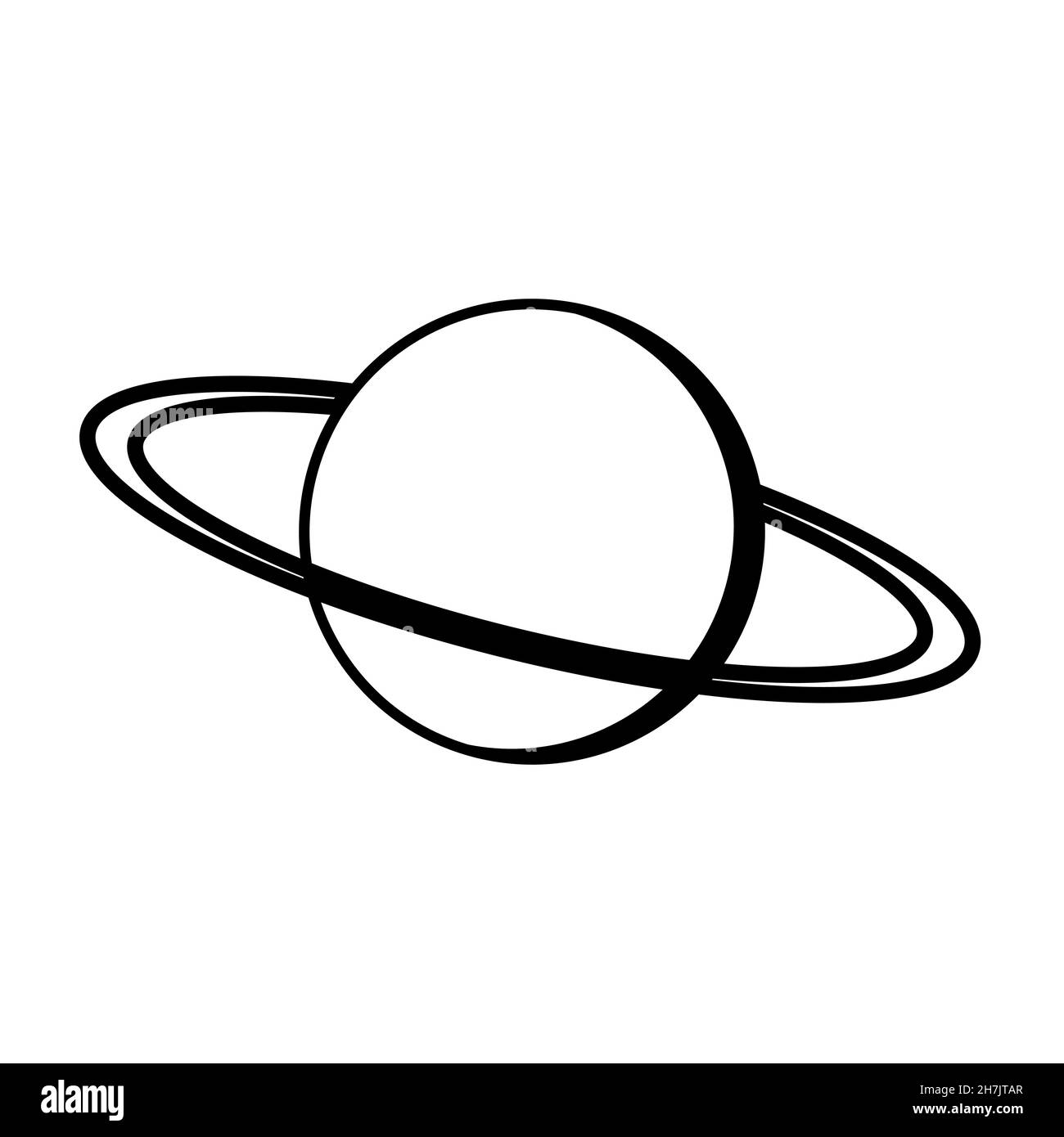 Planet saturn orbit celestial body stroke with rings stock illustration Stock Vector