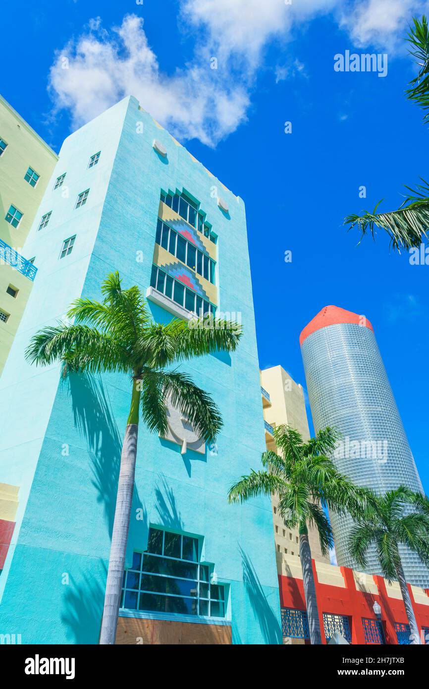 Art deco buildings on Washington Avenue, South Beach, Miami, Florida