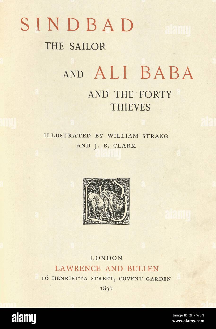 Title page from Sinbad the Sailor and Ali Baba and the Forty Thieves. Stock Photo