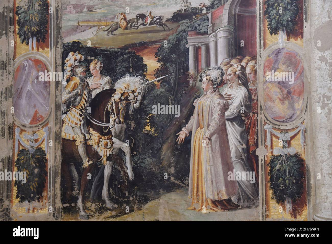 Pinacoteca Nazionale Bologna, Alcina receives Ruggiero in her castle, Italy Stock Photo