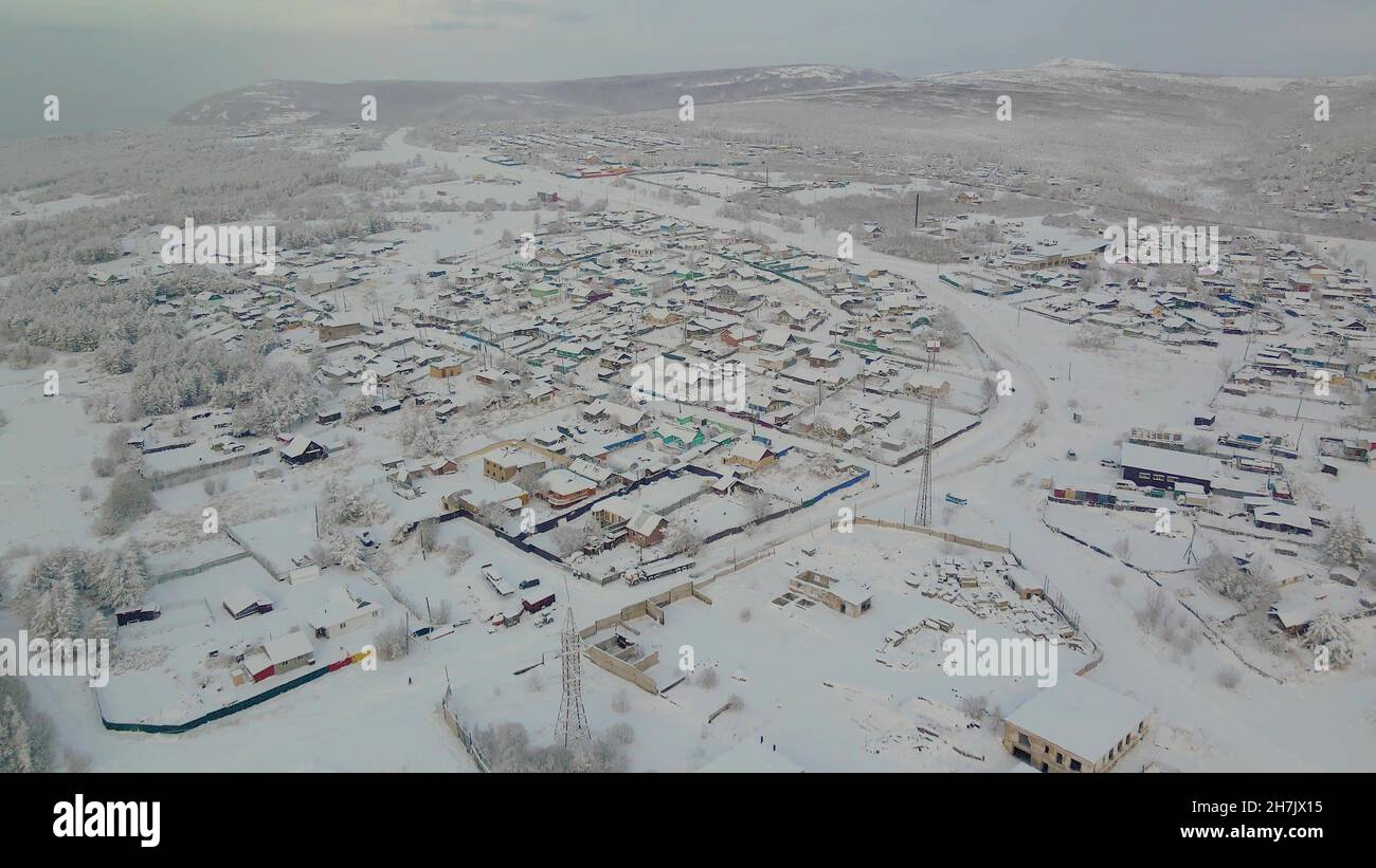 A photo of a town under the snow Stock Photo