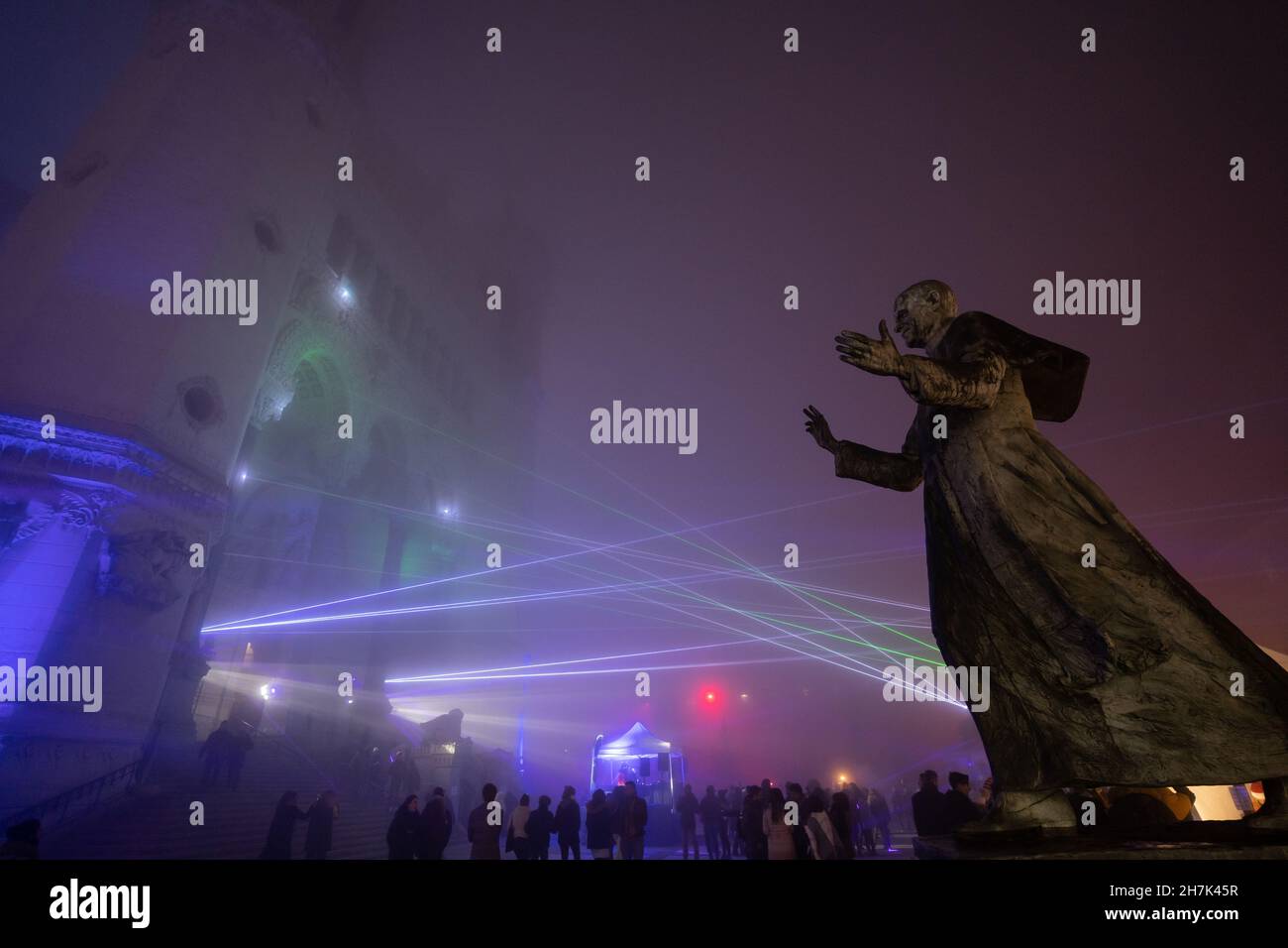 December 6, 2019, Lyon, France, festival of lights. The Basilica of