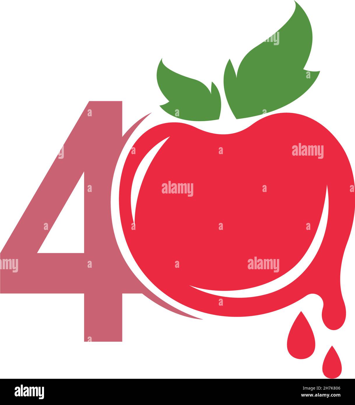 Number 4 with tomato icon logo design template illustration vector Stock Vector