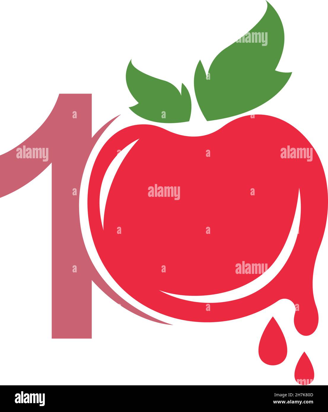 Number 1 with tomato icon logo design template illustration vector Stock Vector
