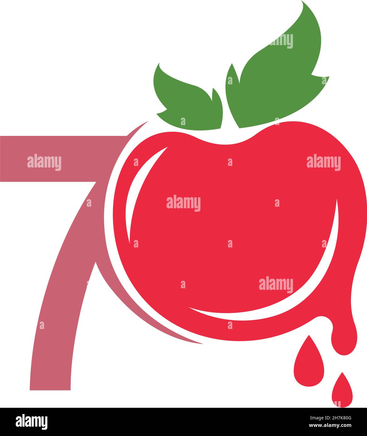 Number 7 with tomato icon logo design template illustration vector Stock Vector