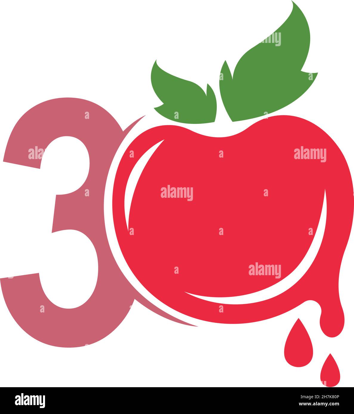 Number 3 with tomato icon logo design template illustration vector Stock Vector