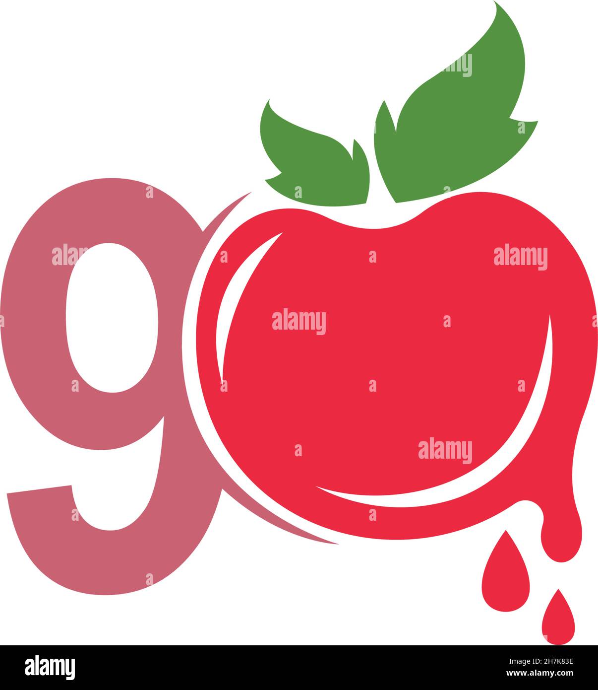 Number 9 with tomato icon logo design template illustration vector Stock Vector