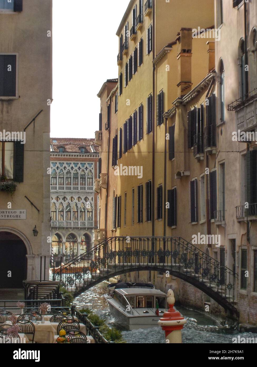 Beautiful narrow channel of old Venice Stock Photo