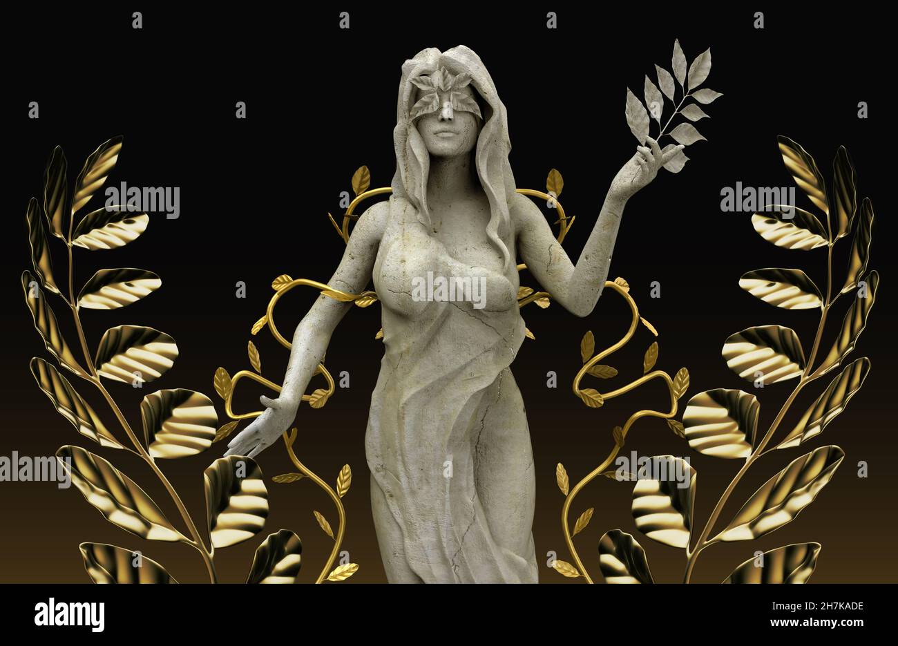 3d render illustration of marble greek nature nymph goddess statue with