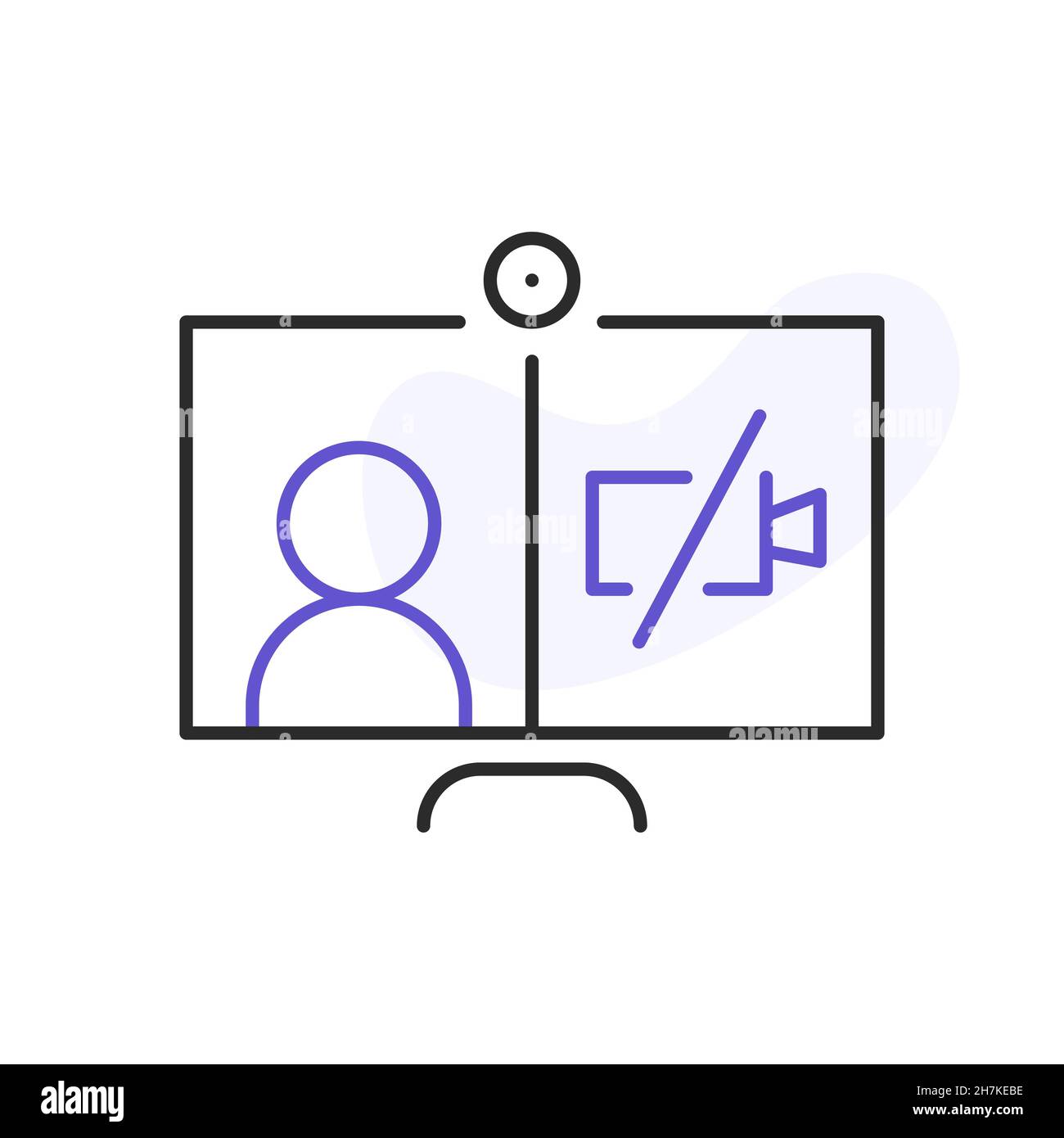 online meeting related line icon Stock Vector