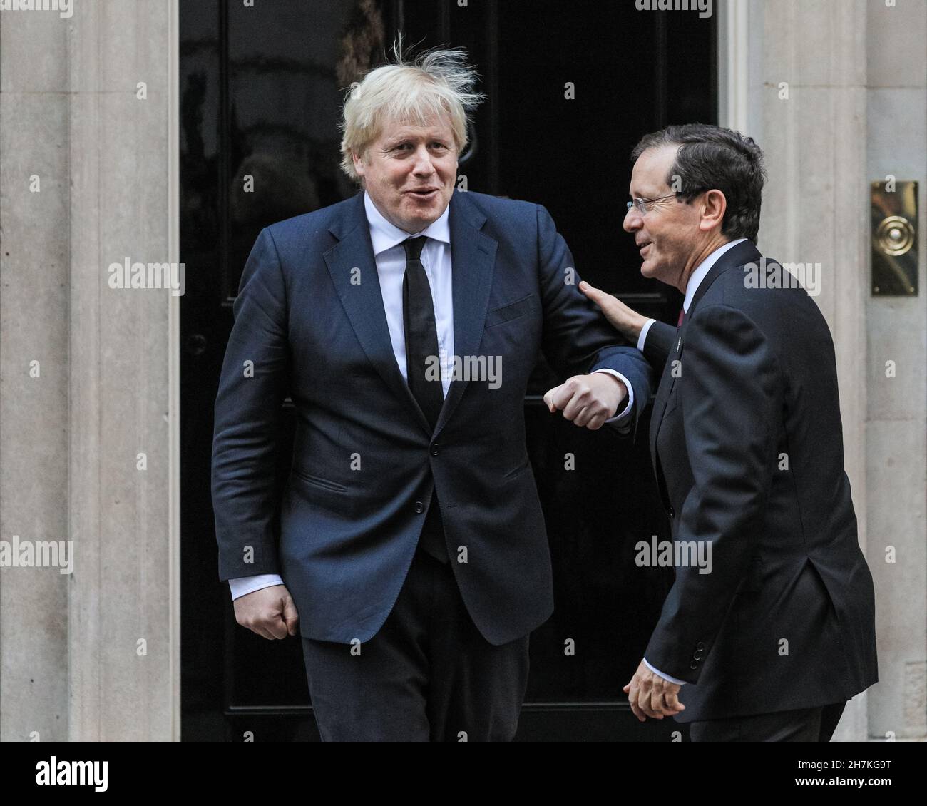 Downing Street, London, UK. 23rd Nov, 2021. Isaac Herzog, President of Israel, meets British Prime Minister Boris Johnson in Downing Street, London today. Credit: Imageplotter/Alamy Live News Stock Photo