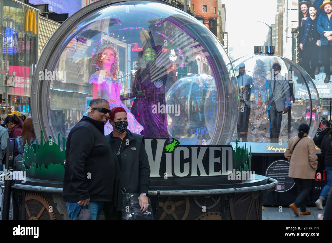 NEW YORK, UNITED STATES Nov 06, 2021 The Times Square unveiled four giant snow globes