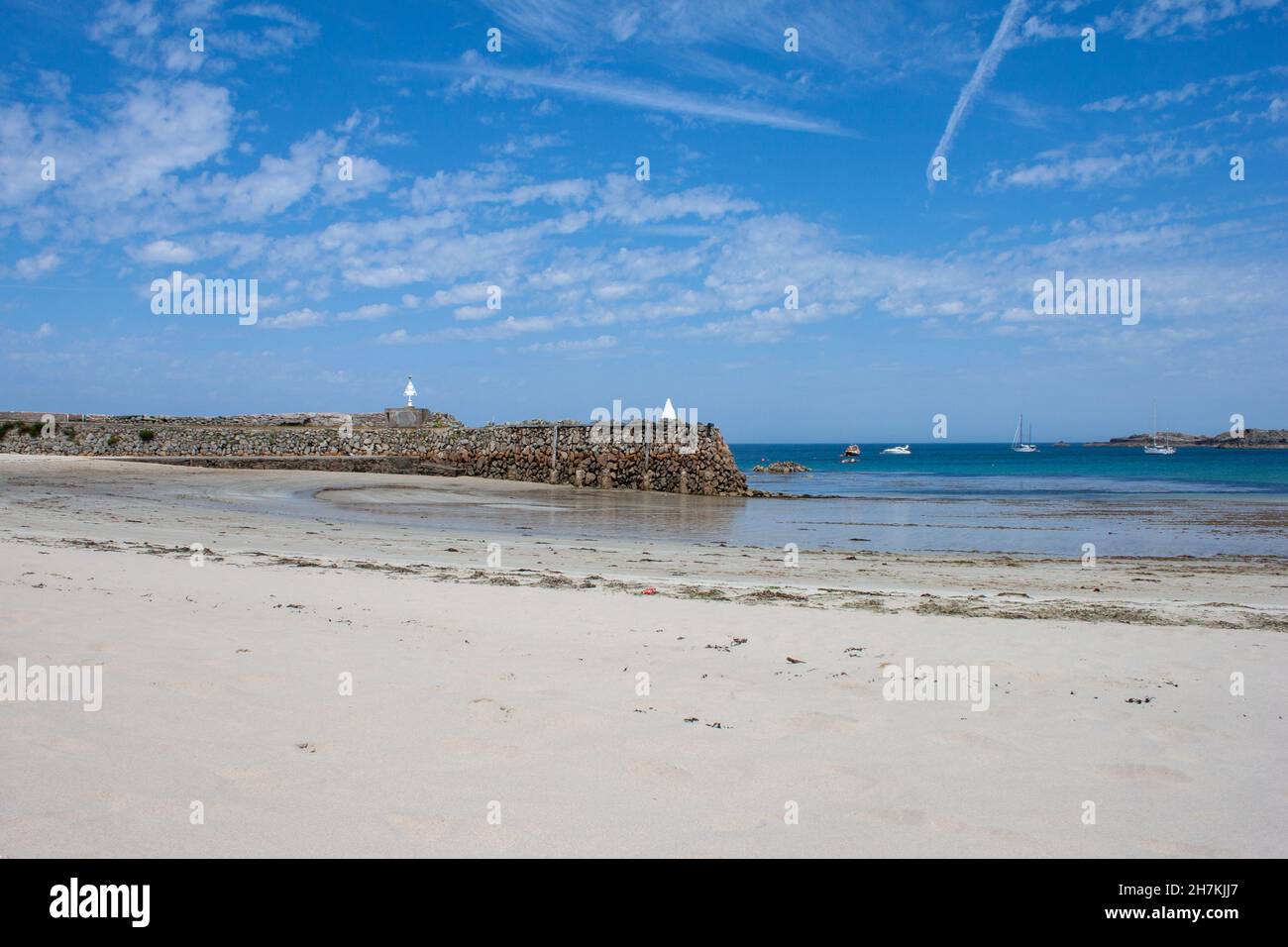 Braye beach on Alderney, Channel Islands Stock Photo