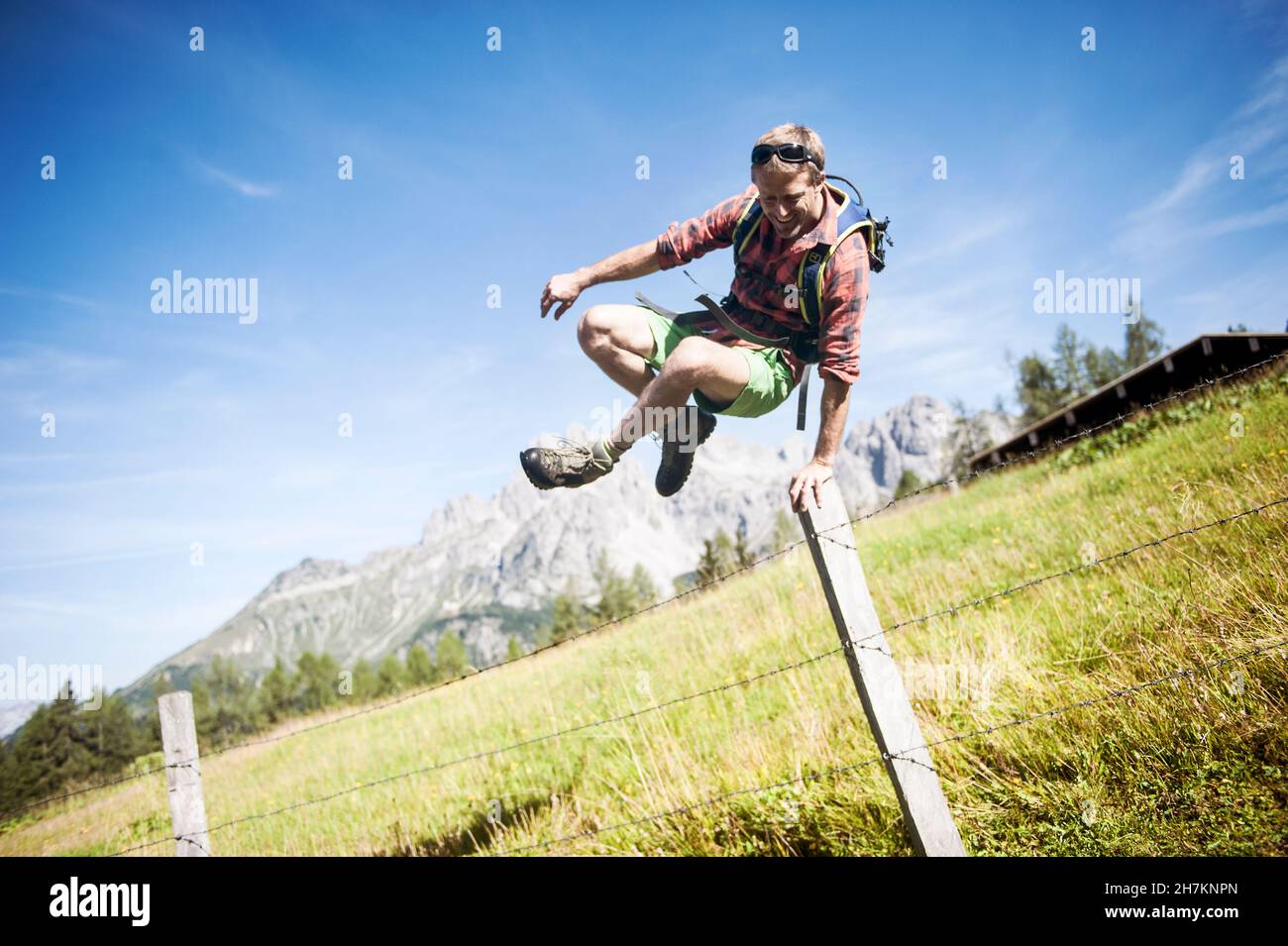 Happy family hiking alpine meadow hi-res stock photography and images ...