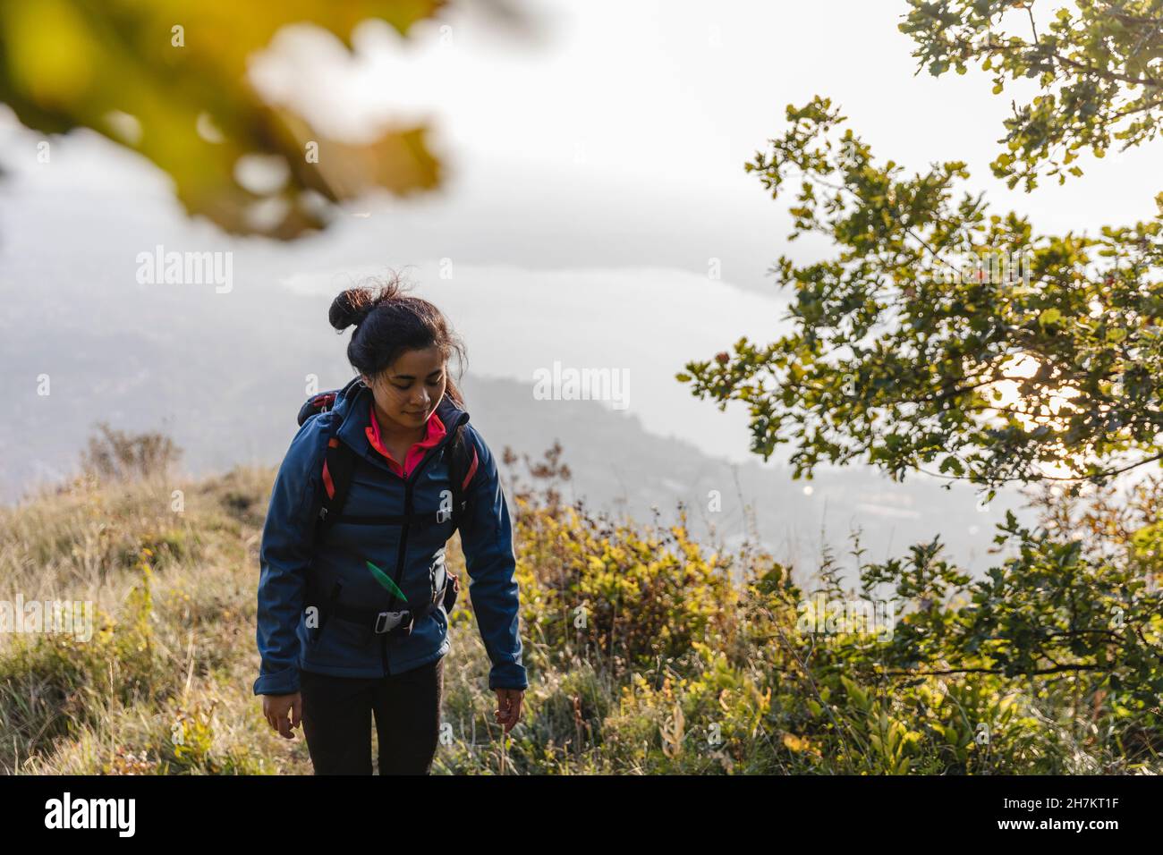 Asian woman hiking in mountain hi-res stock photography and images - Alamy