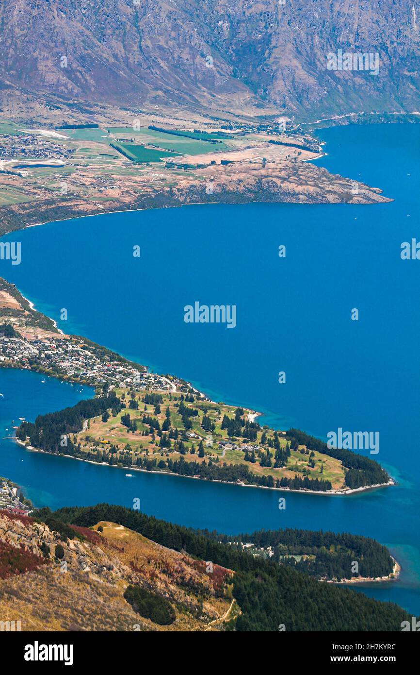 Aerial view of a coastal Queenstown in New Zealand Stock Photo - Alamy