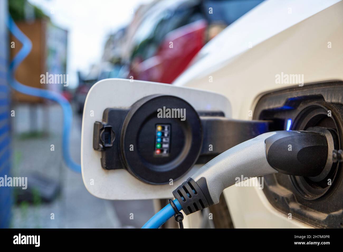Electrical outlet of car charging at electric vehicle charging station Stock Photo Alamy