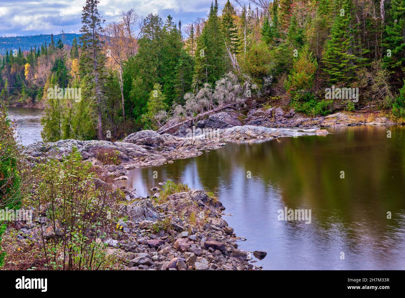 View from the top of Wawa Falls looking downstream. Stock Photo