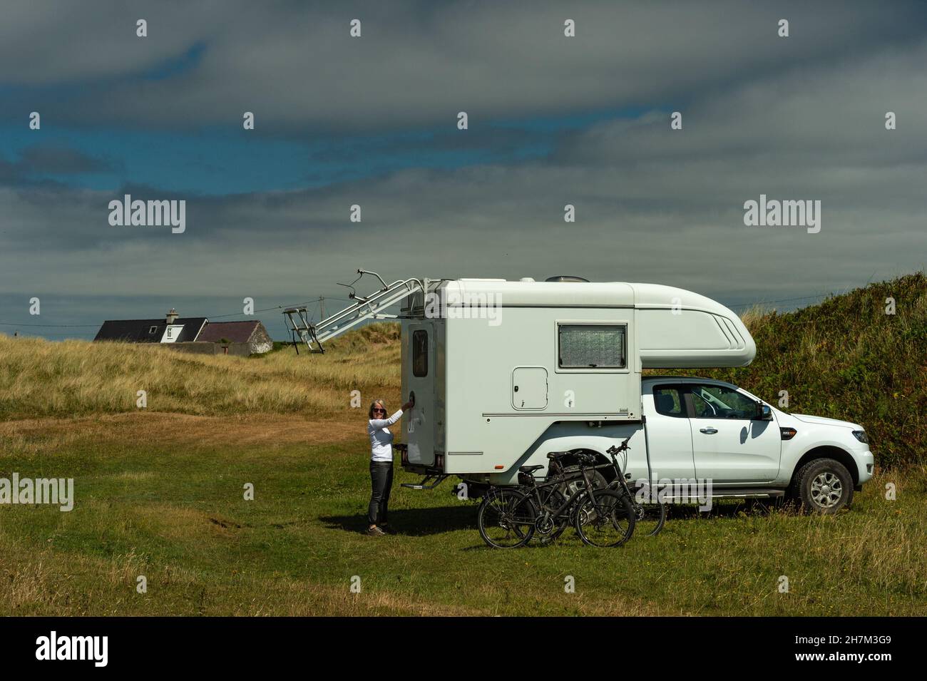 Ford Ranger with demountable cab in the dunes of Castlegregory, County Kerry, Ireland Stock Photo