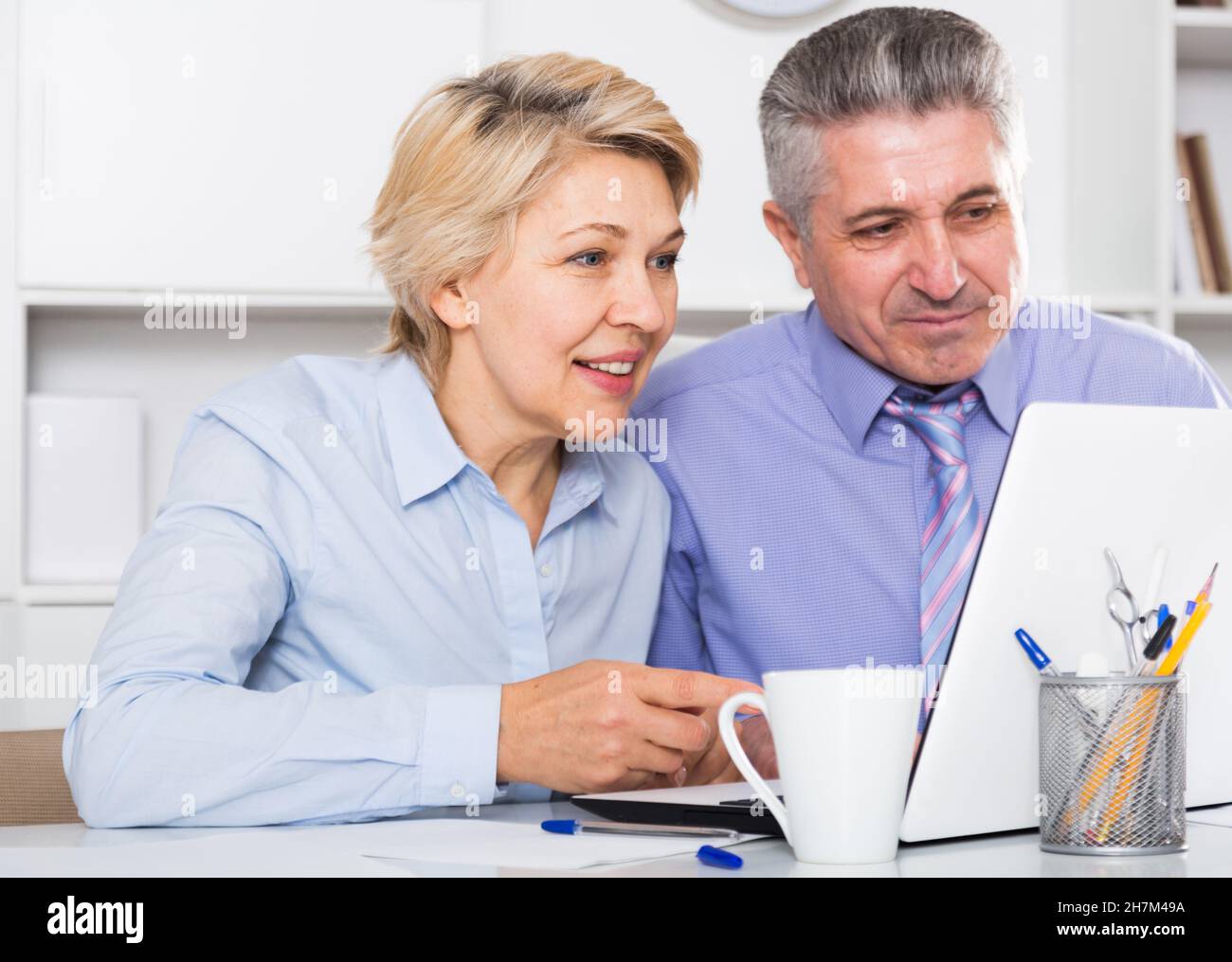 Colleagues discussing project Stock Photo