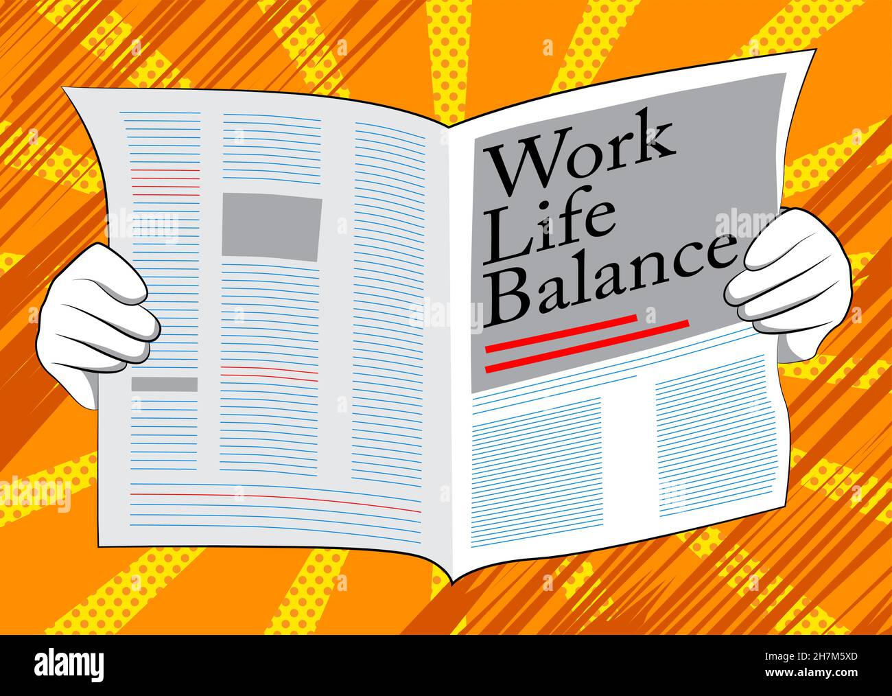 Business Newspaper with the text Work life balance as headline. Vector ...