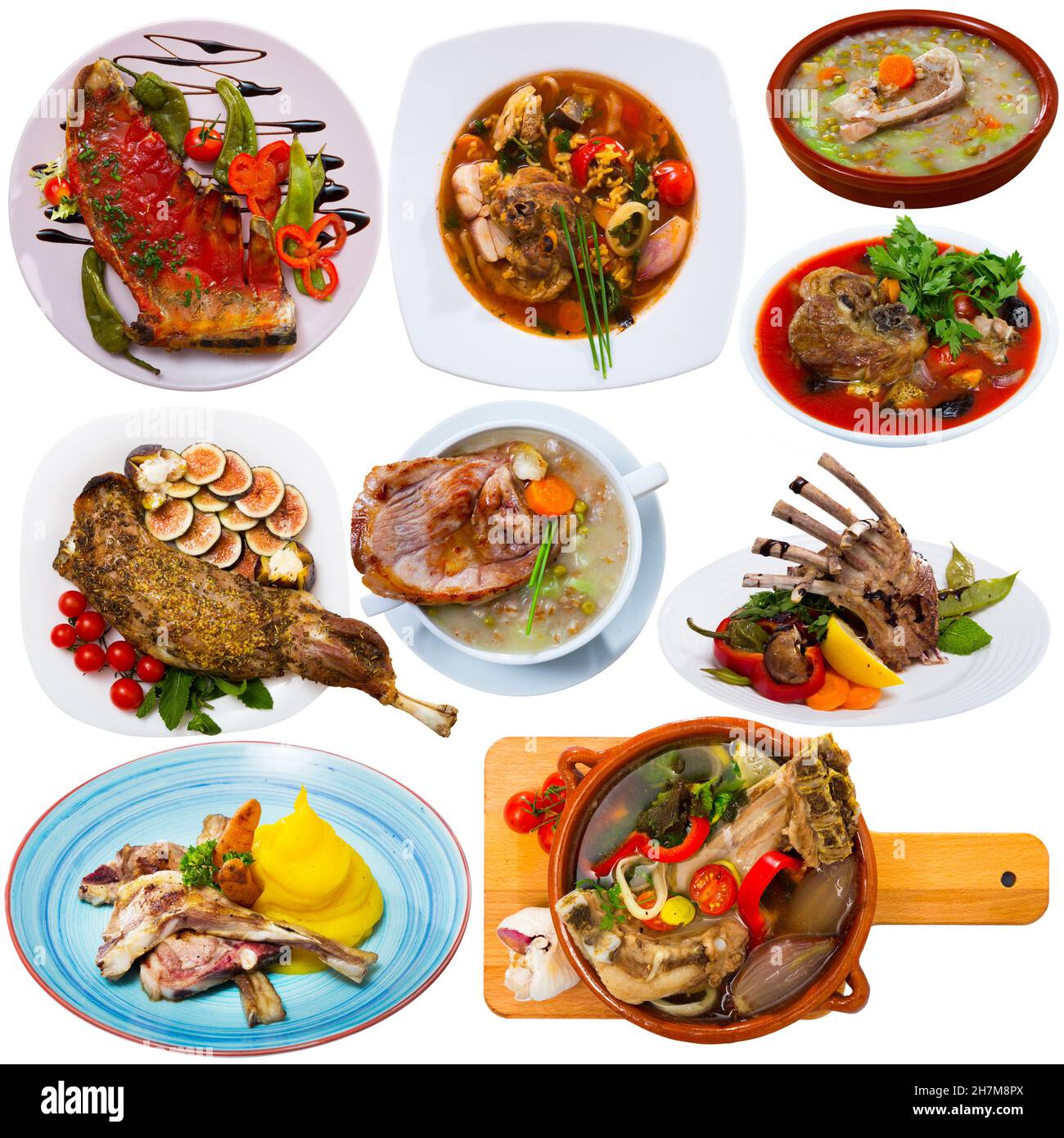Set of lamb dishes isolated Stock Photo - Alamy