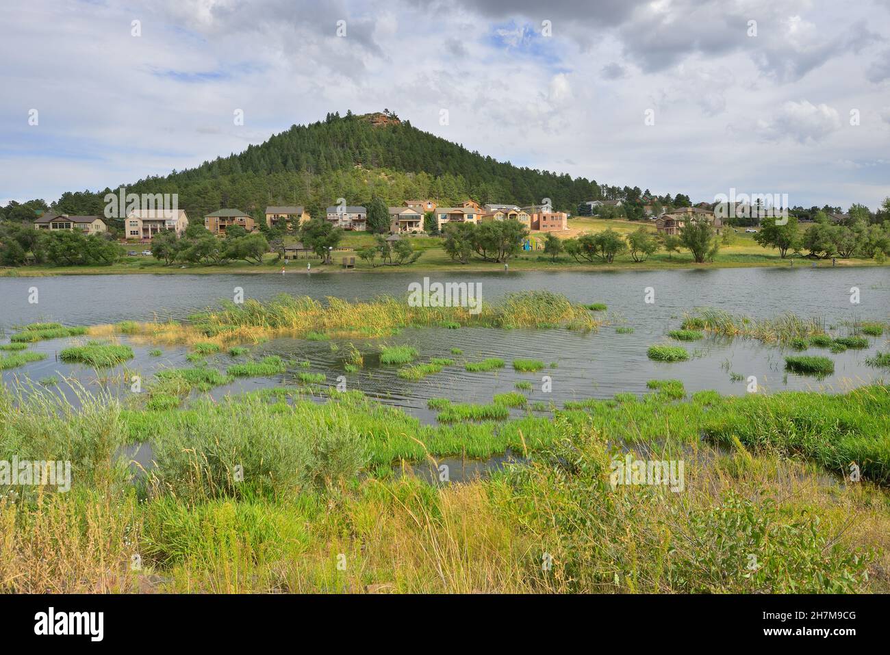 A stormy afternoon at the lakeshore, Palmer Lake CO Stock Photo