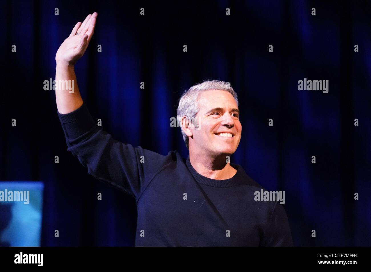 Clayton, United States. 23rd Nov, 2021. Talk show host Andy Cohen waves to those in attendance