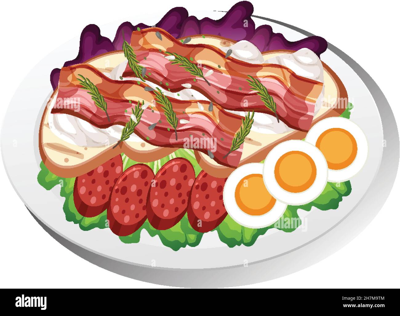 Healthy breakfast dish isolated illustration Stock Vector Image & Art ...