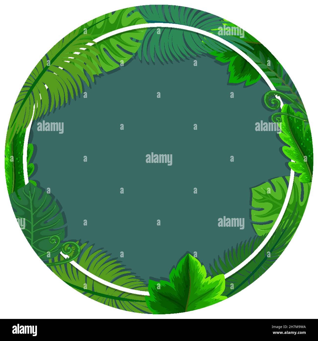 Round frame with tropical green leaves illustration Stock Vector Image ...