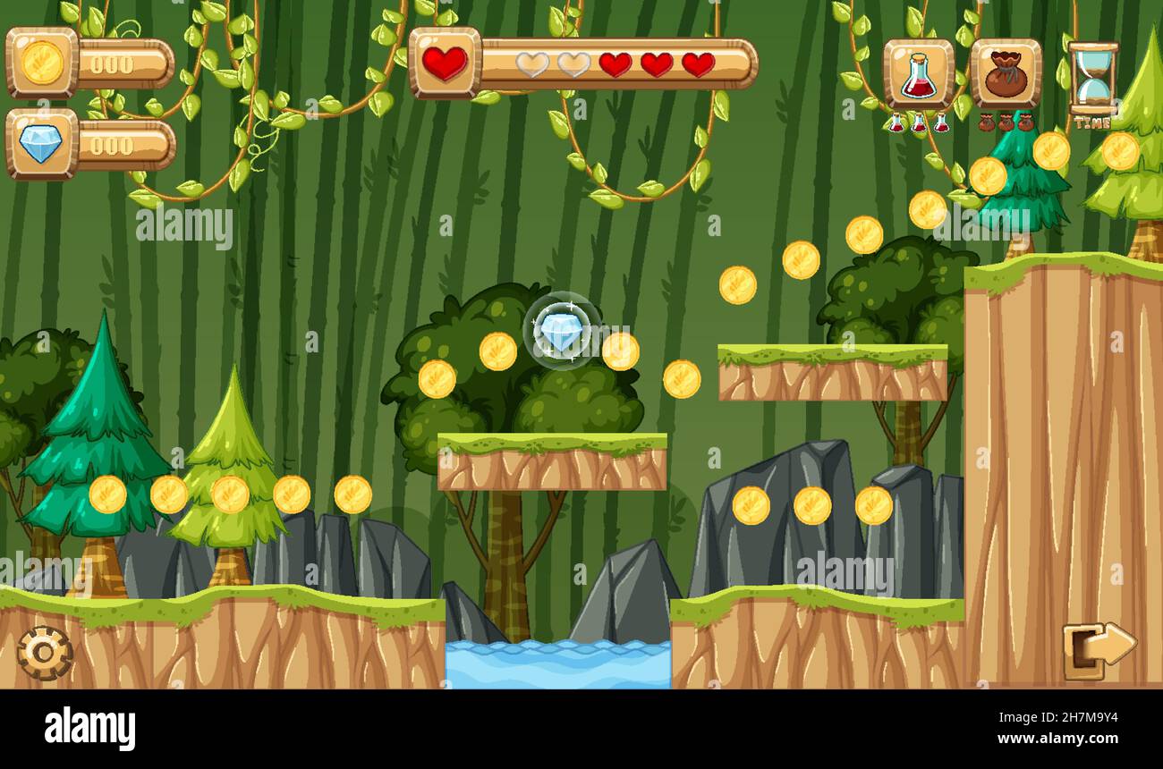 A Game Template Jungle Scene illustration Stock Vector Image & Art - Alamy