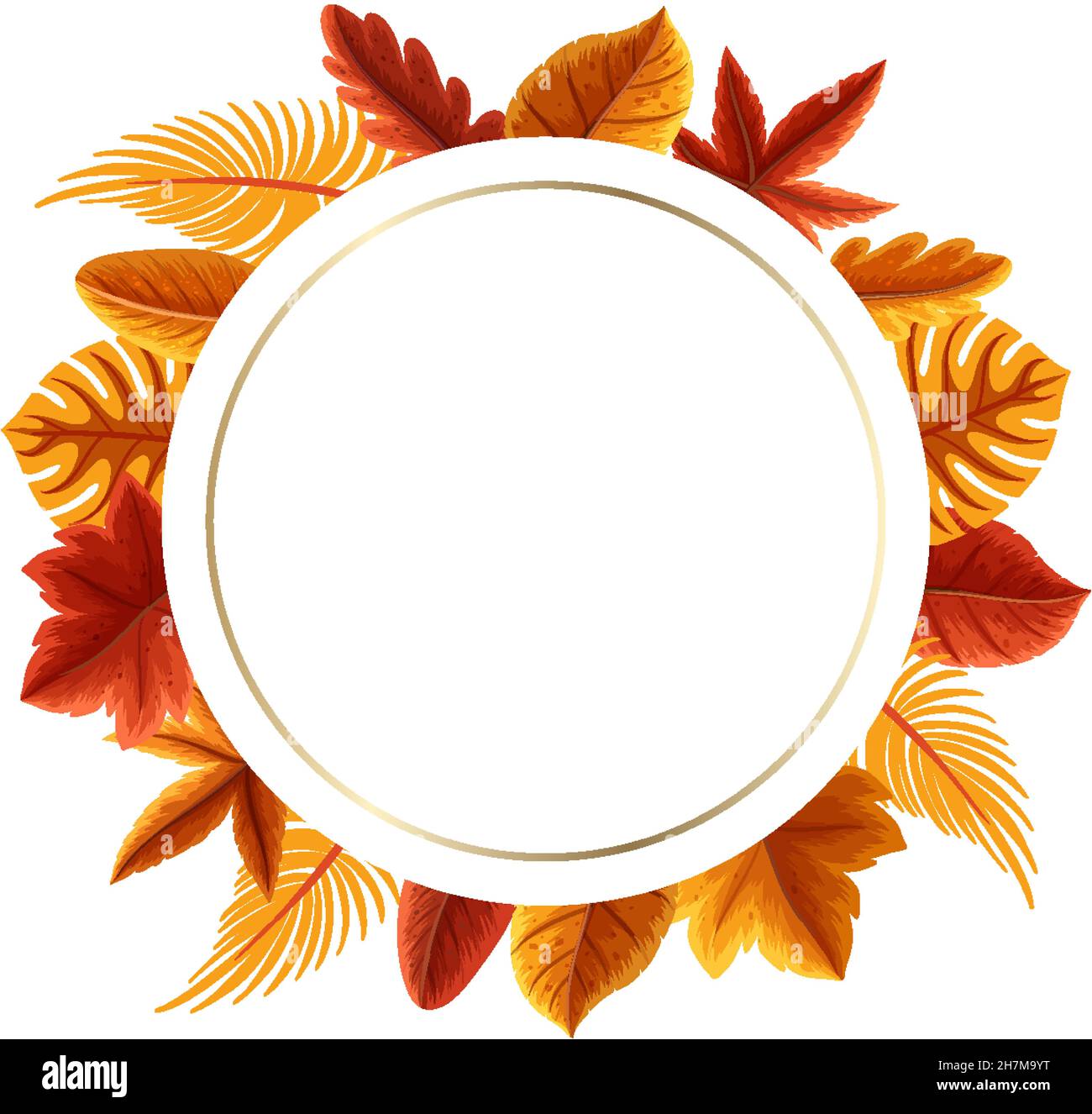 Round frame with autumn foliage illustration Stock Vector Image & Art ...