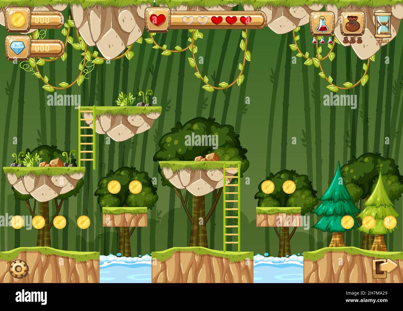 A Game Template Jungle Scene illustration Stock Vector Image & Art - Alamy