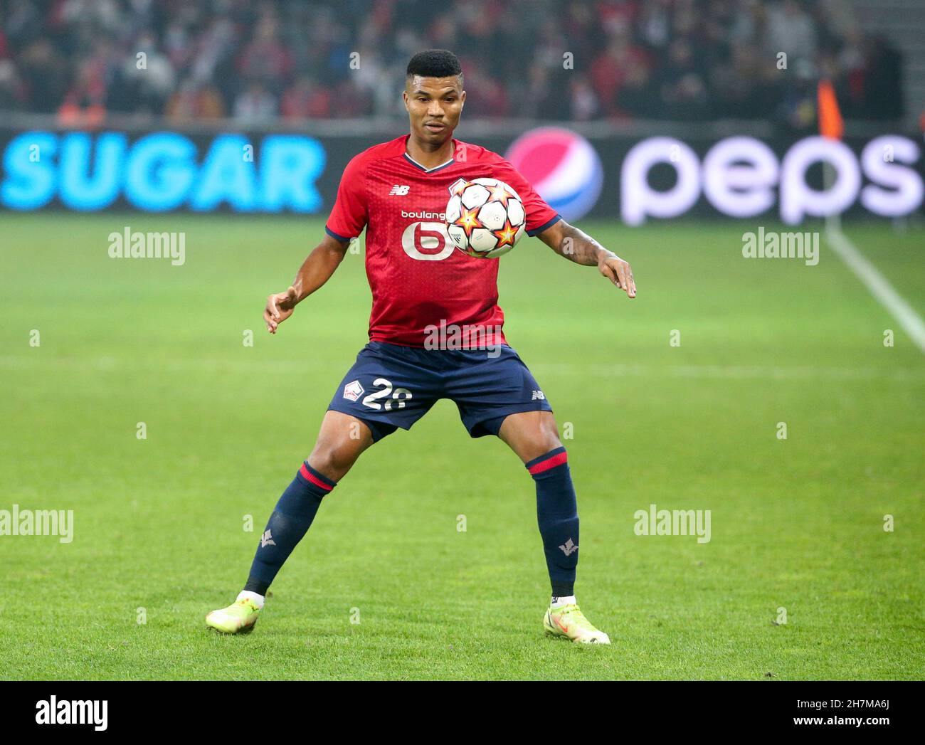 Lille, France, November 23, 2021, Reinildo Mandava of Lille during the UEFA Champions  League, Group G football match between Lille OSC (LOSC) and FC RB Salzburg  on November 23, 2021 at Pierre